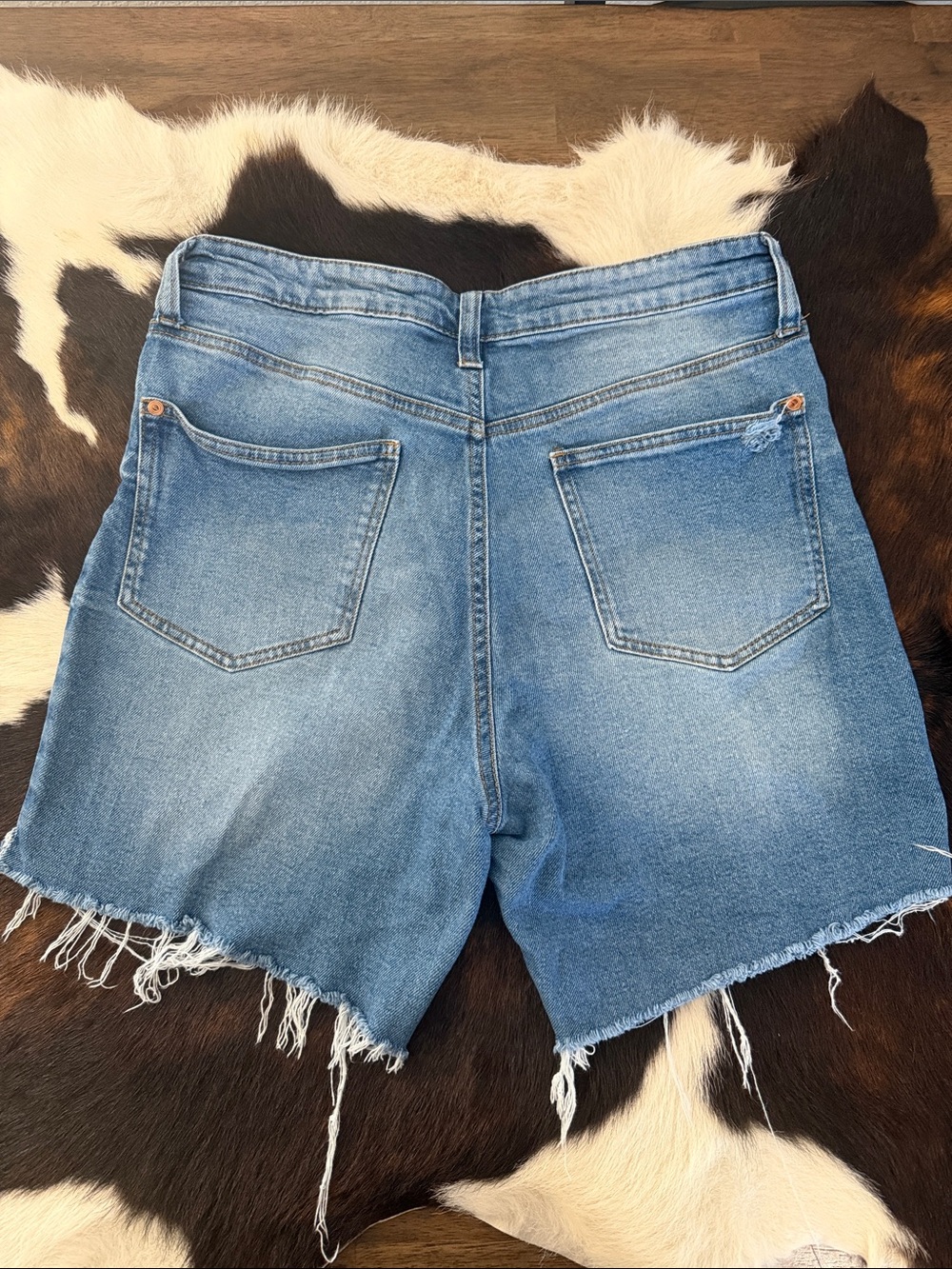 Celebrity Pink Light Blue Distressed Denim Shorts - Picture 4 of 5